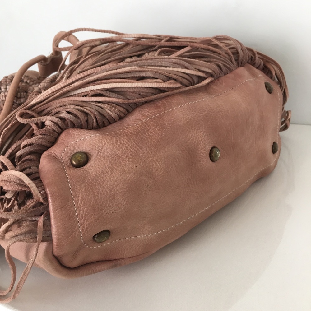 Amsterdam Heritage Boho Leather Fringe Hobo Bag in Blush From Sundance Catalog - Picture 14 of 16
